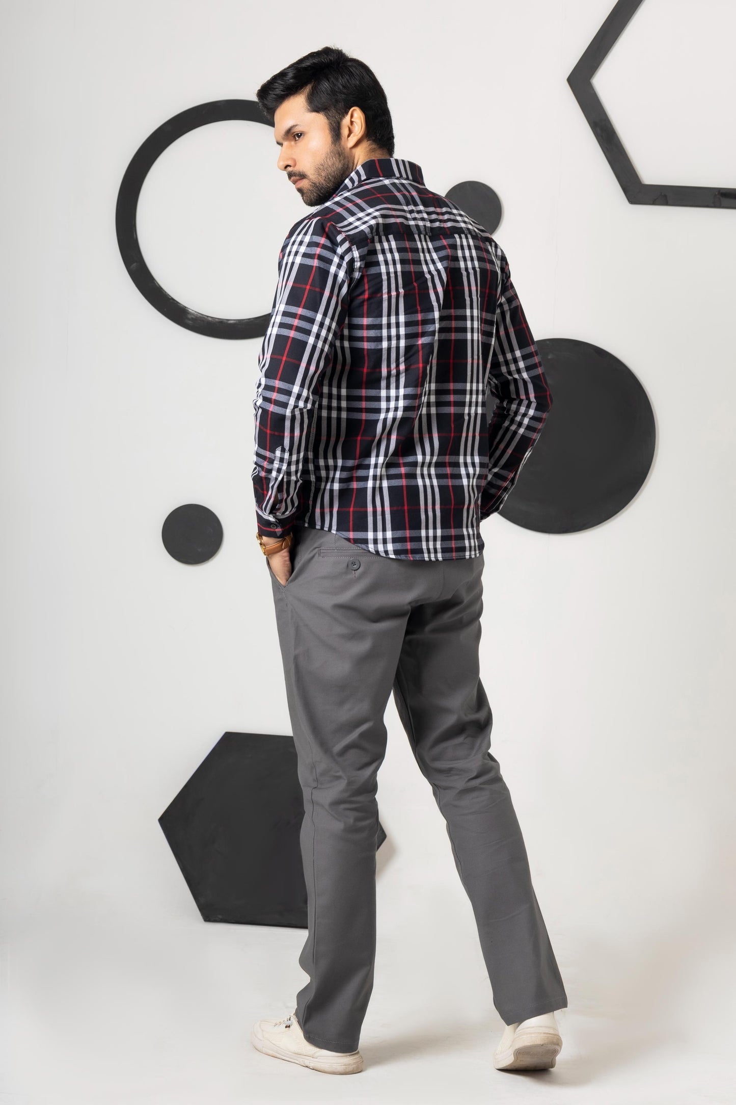 Steel Grey Cotton Pant Relax Fit