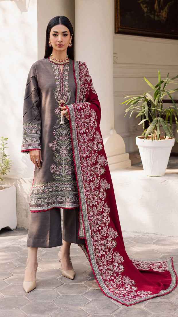 Marjaan (Anaari) Luxury Chicken Kari Embroidered Cotton Suit 2026 with Heavy Chiffon Dupatta – Unstitched #JAAN