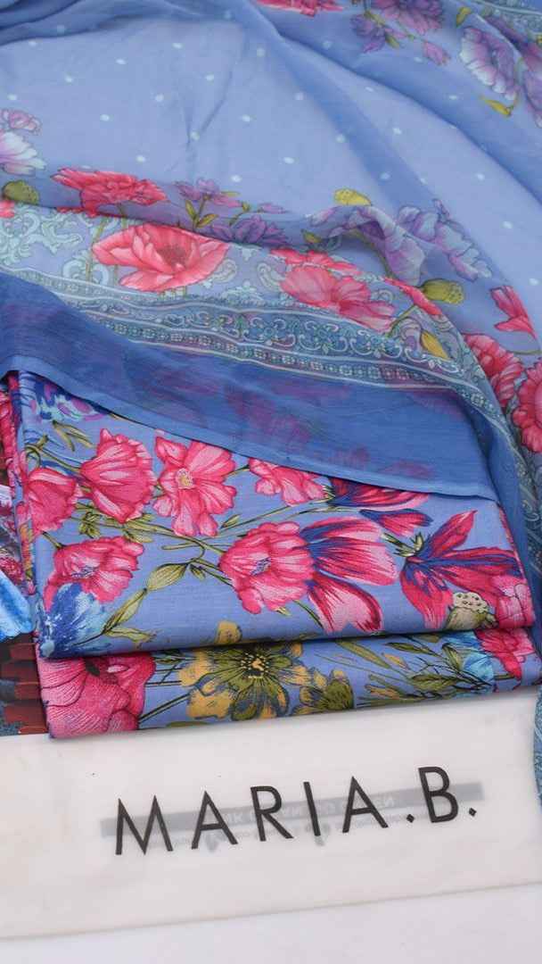2026 Printed Lawn 3PC Suit with Chiffon Dupatta – Unstitched Summer Collection