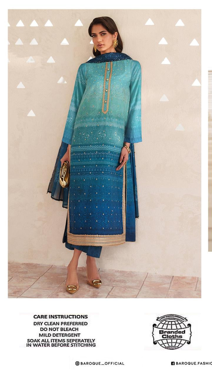 Premium Baroque lawn collection 2026 digital printed outfit
