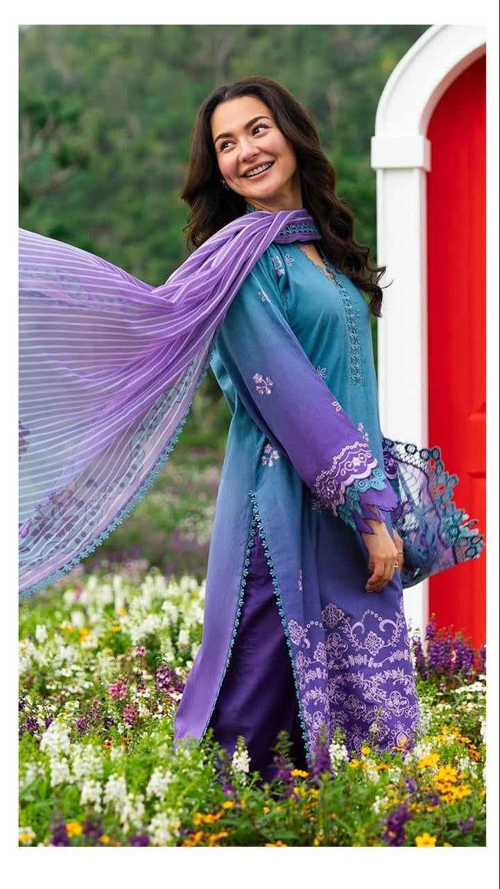 Al Karam Digital Chikankari Lawn 3PC Suit with Bamber Chiffon Dupatta – Al Nisa Embroidery Collection #BR