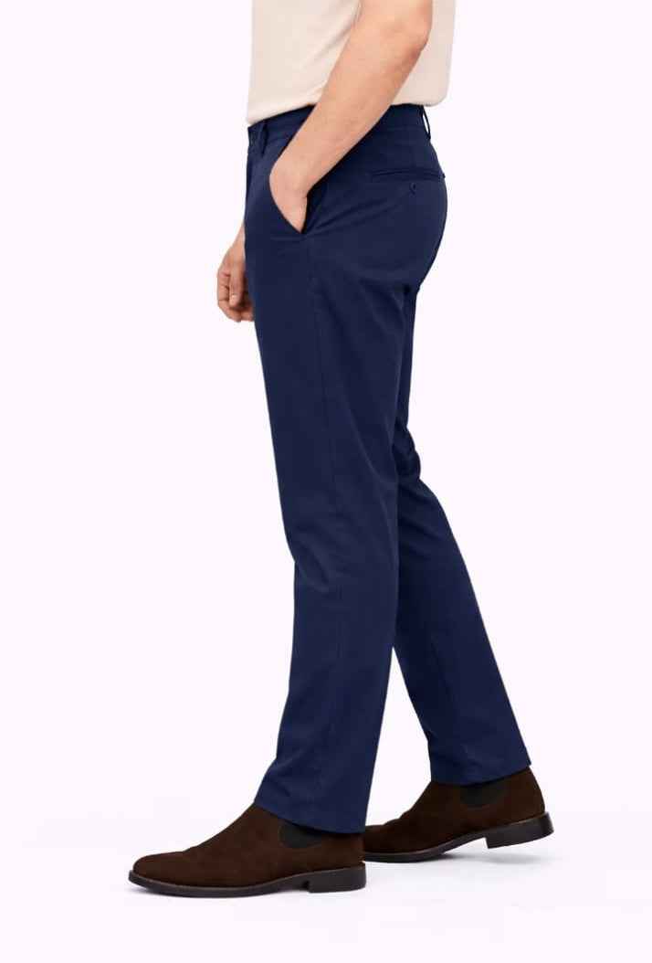 Blue Straight Fit Cotton Pant
