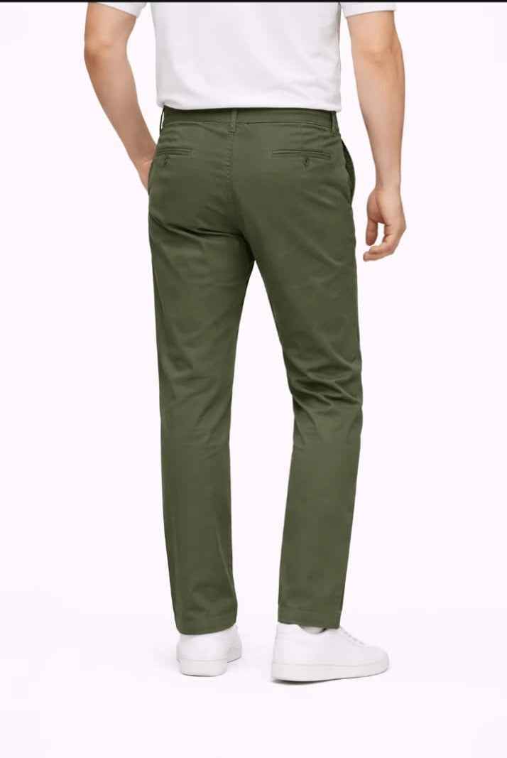 Olive Green Straight Fit Cotton Pant