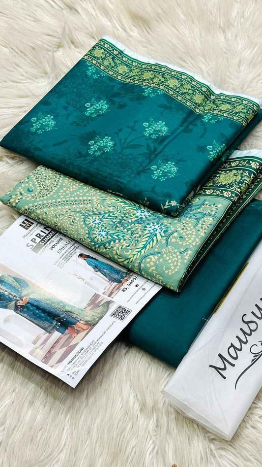 Mausammry Lawn 3PC Printed Suit with Voil Dupatta – Unstitched Summer Collection 2026