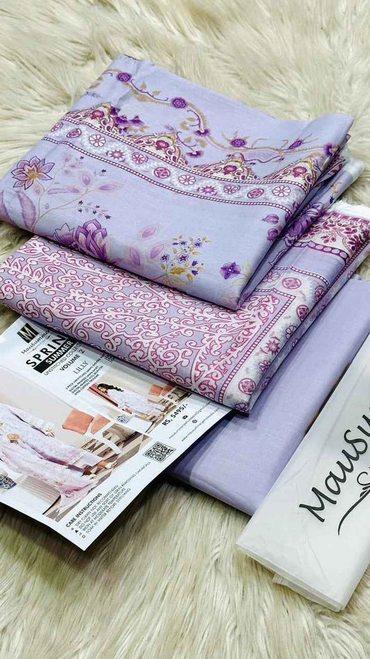 Mausammry Lawn 3PC Printed Suit with Voil Dupatta – Unstitched Summer Collection 2026