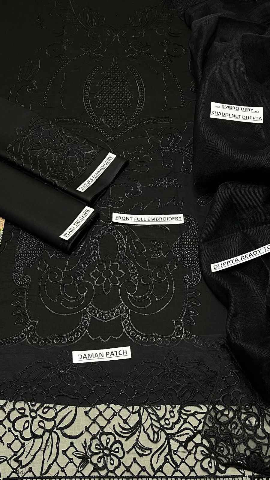 LAAM D#5129 Premium Embroidered Lawn Suit with Ready to Wear Khadi Net Dupatta – Unstitched