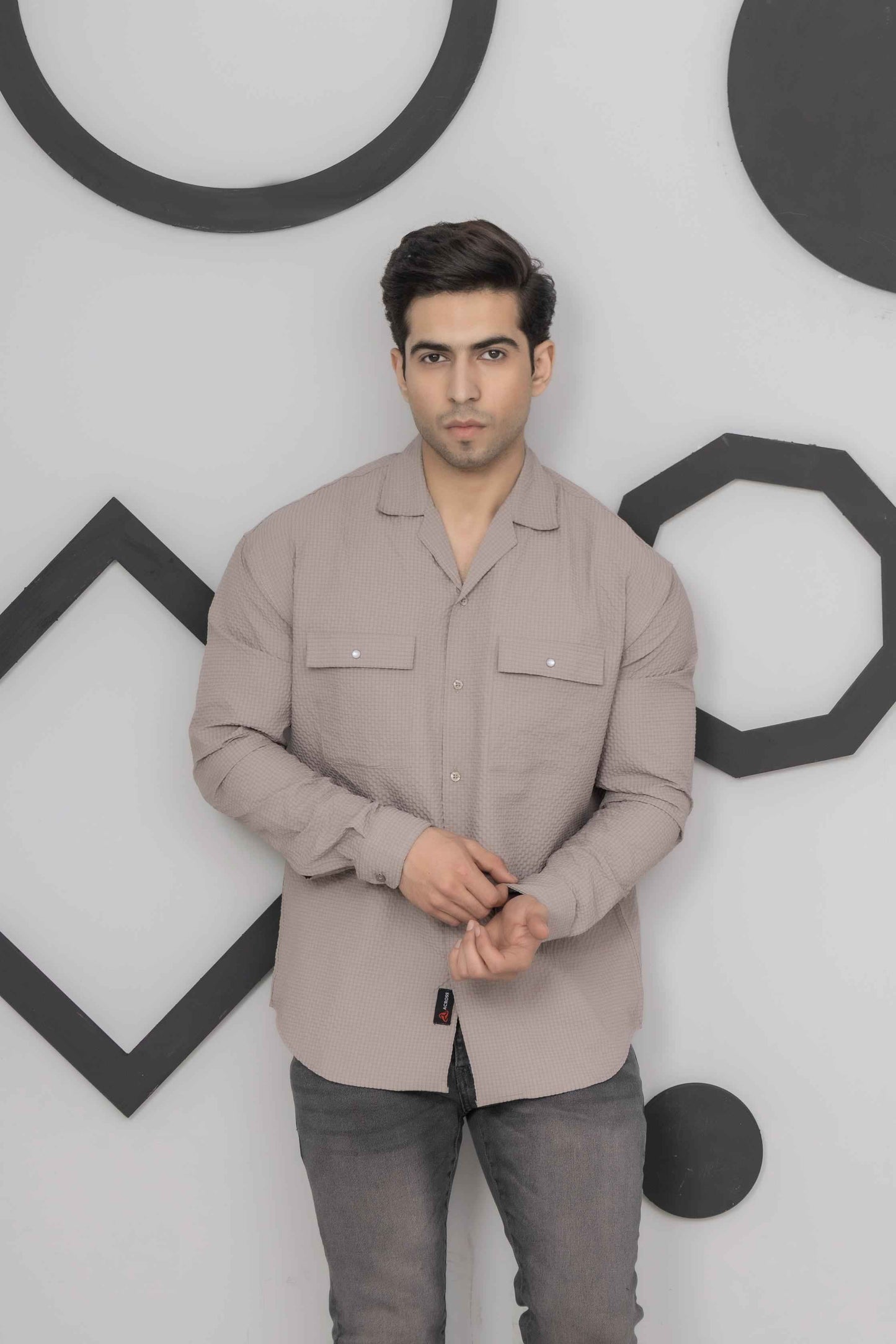 Light Beige Casual Bubble Shirt