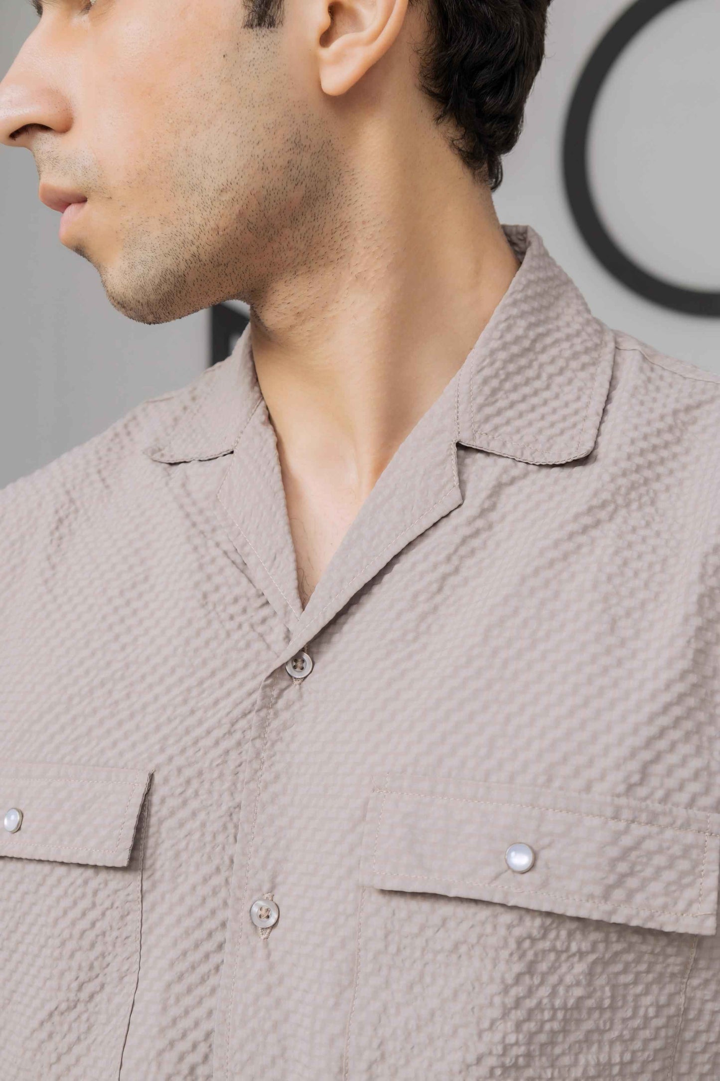 Light Beige Casual Bubble Shirt