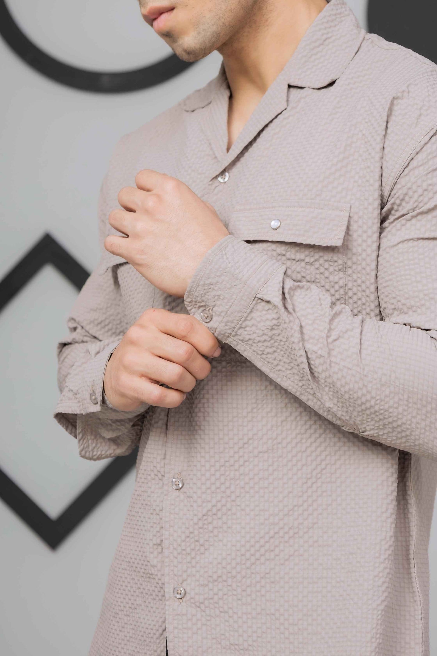 Light Beige Casual Bubble Shirt