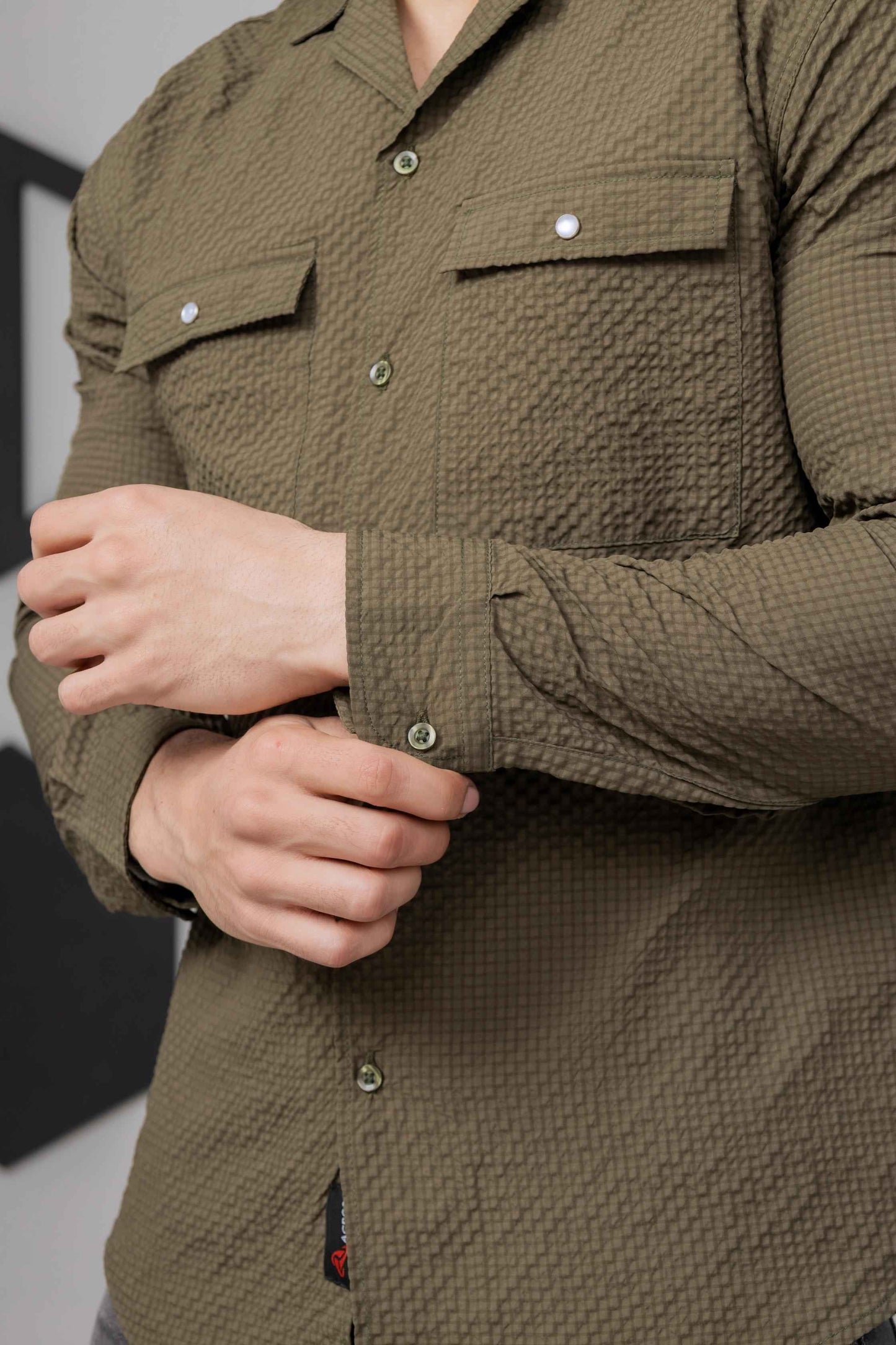 Green Casual Bubble Shirt