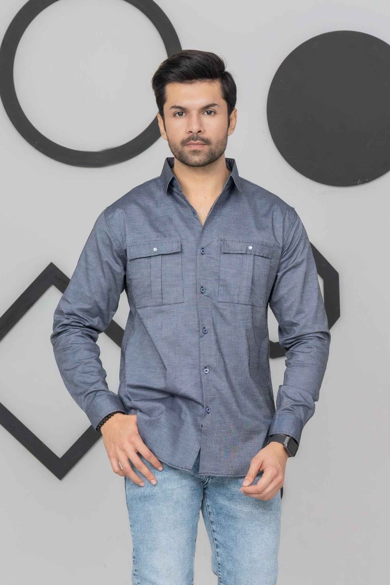 bluesh Grey Casual Shirt