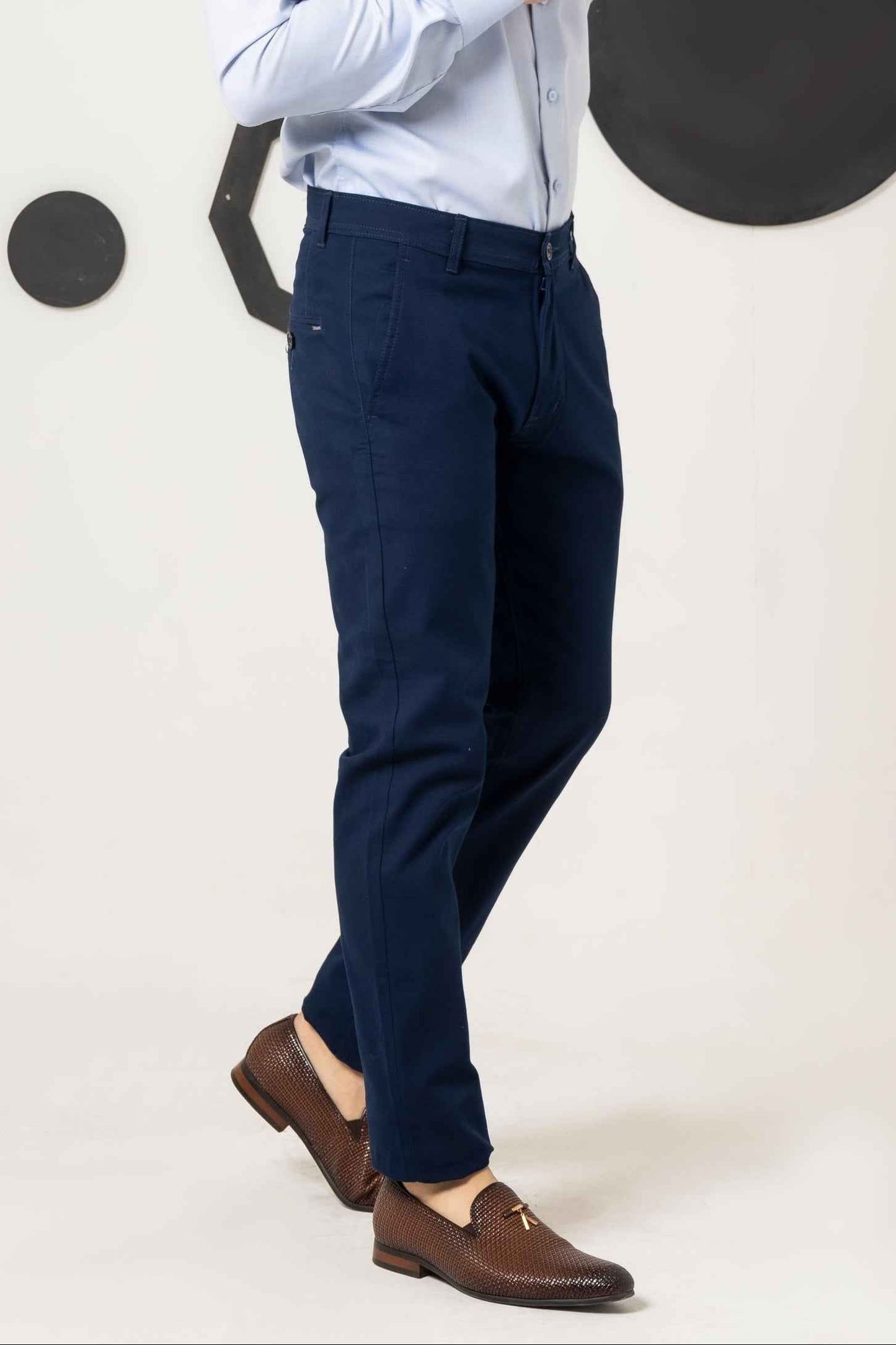 Desire Blue Cotton Pant Regular Fit