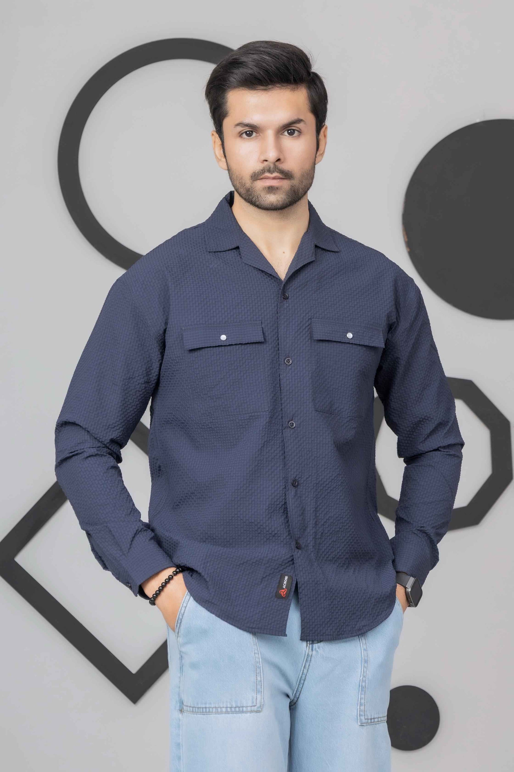 Navy Blue Bubble Shirt
