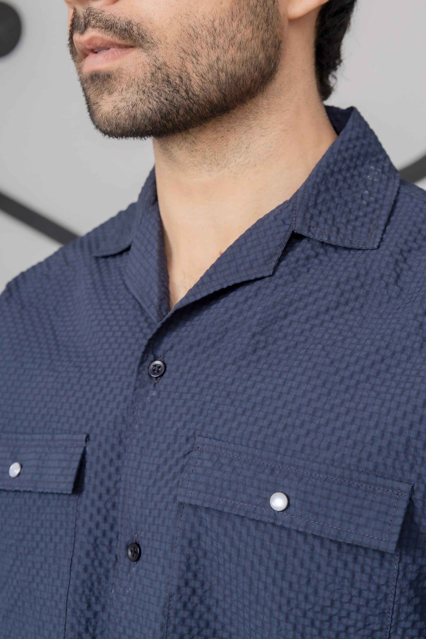 Navy Blue Bubble Shirt