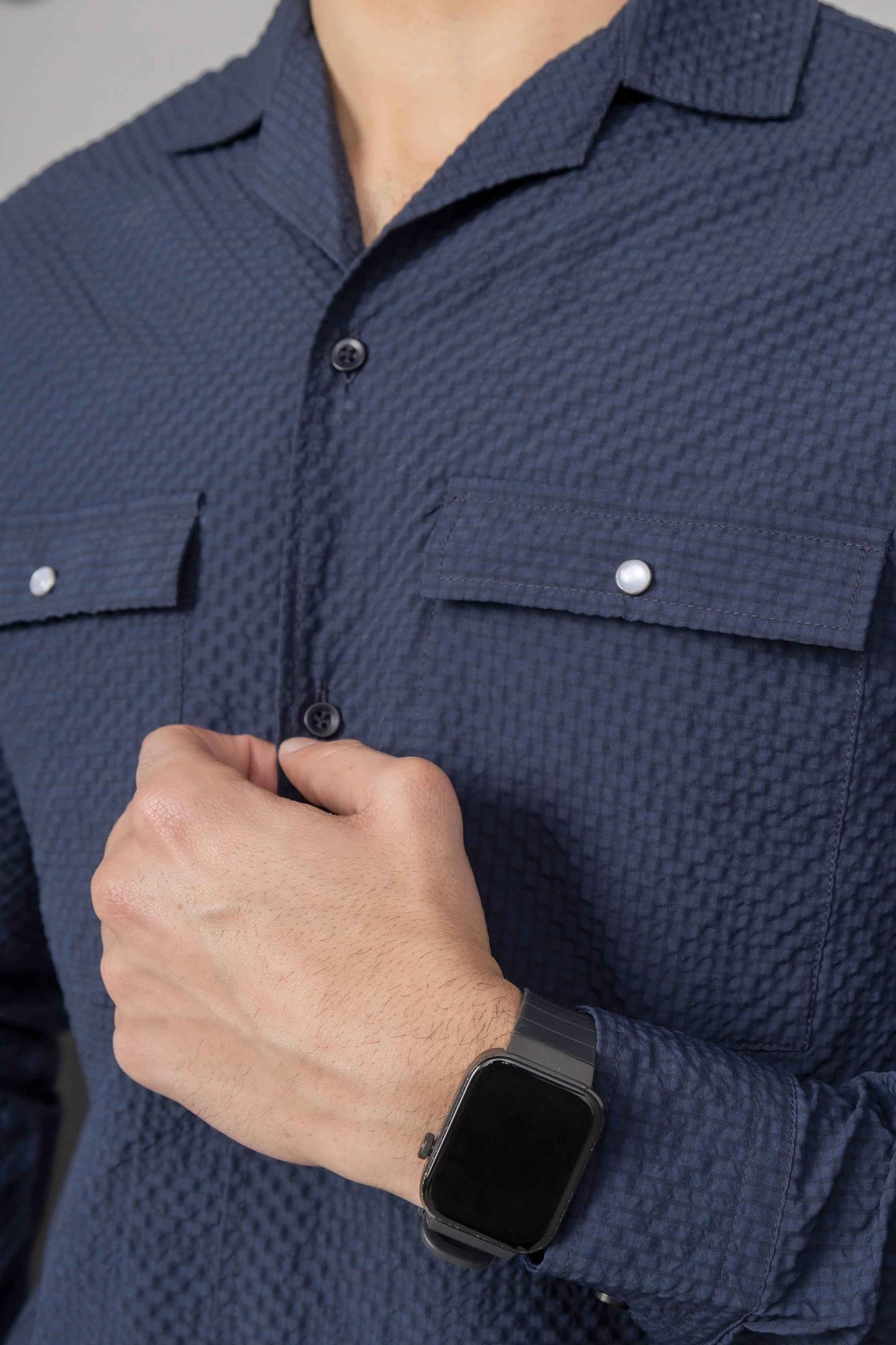 Navy Blue Bubble Shirt
