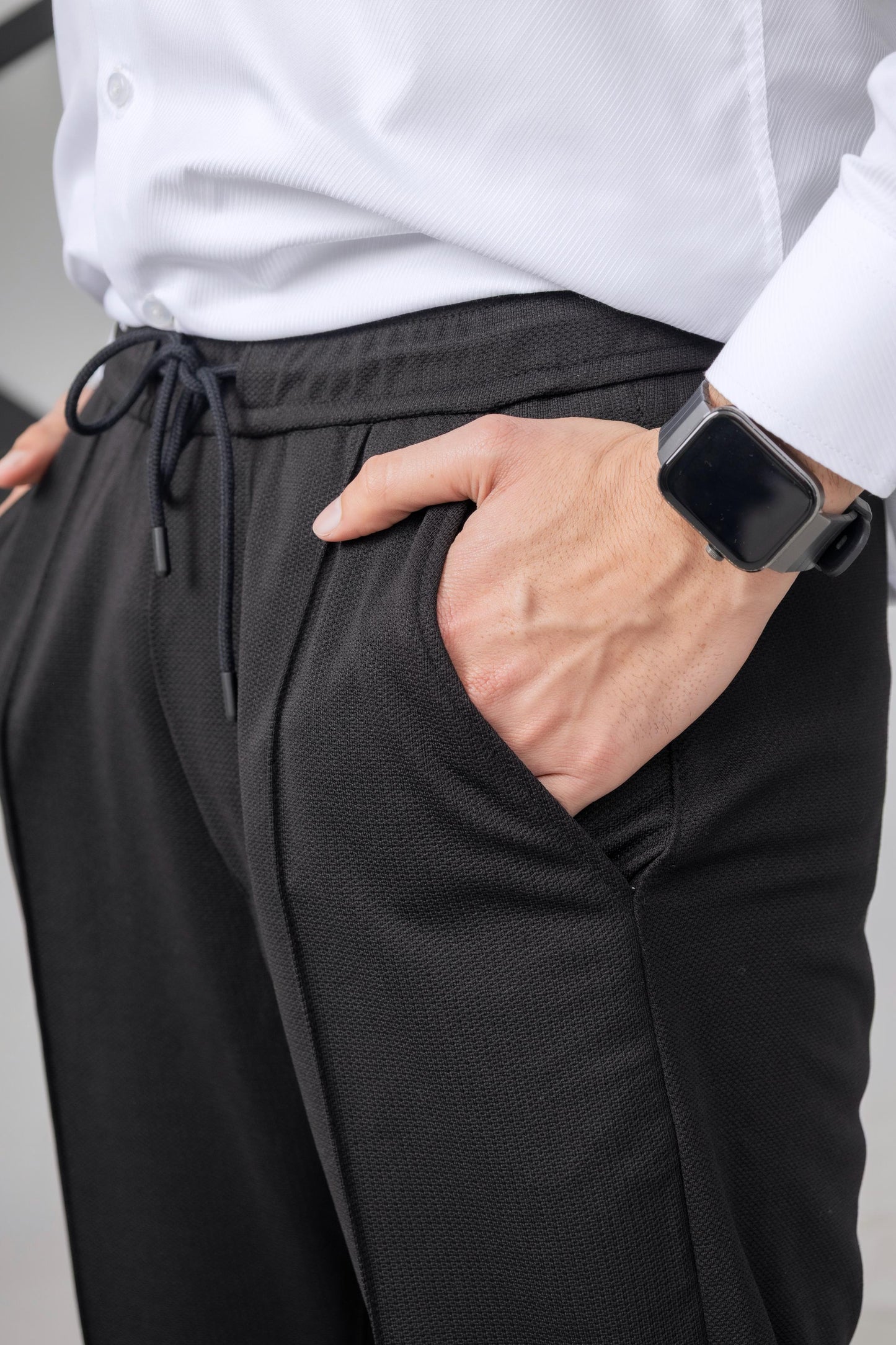 Black Front Plated Trouser