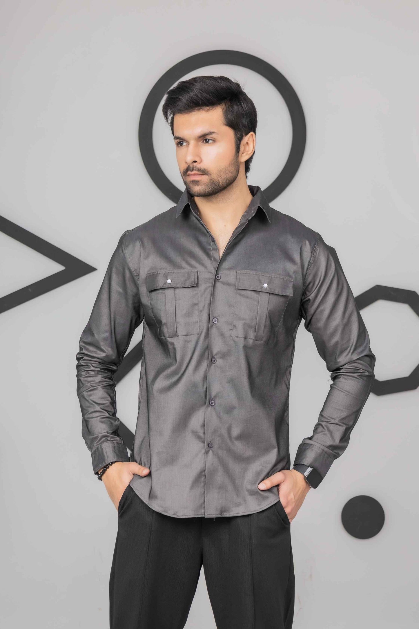 charcoal Grey Casual Shirt