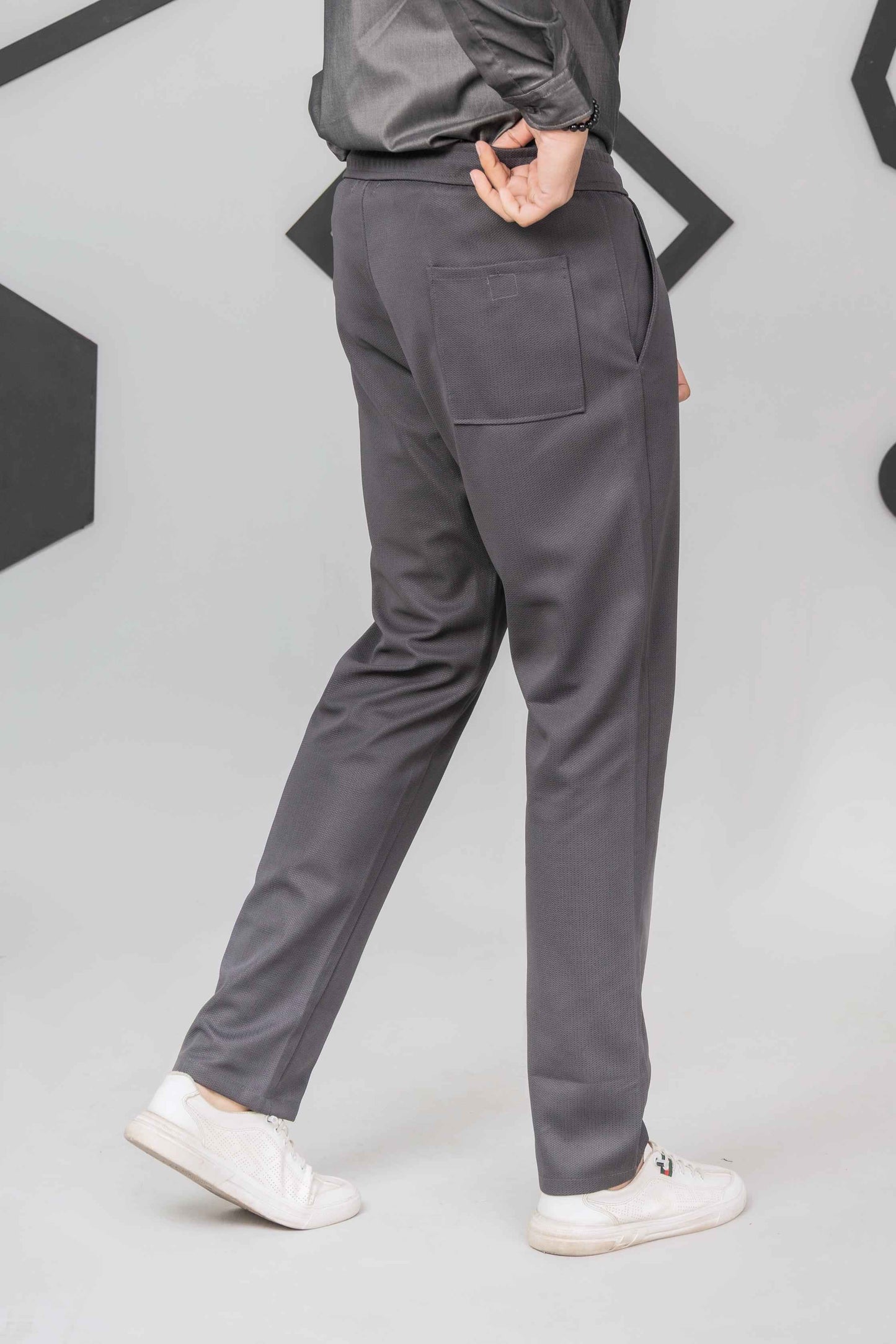Grey Front Plated Trouser