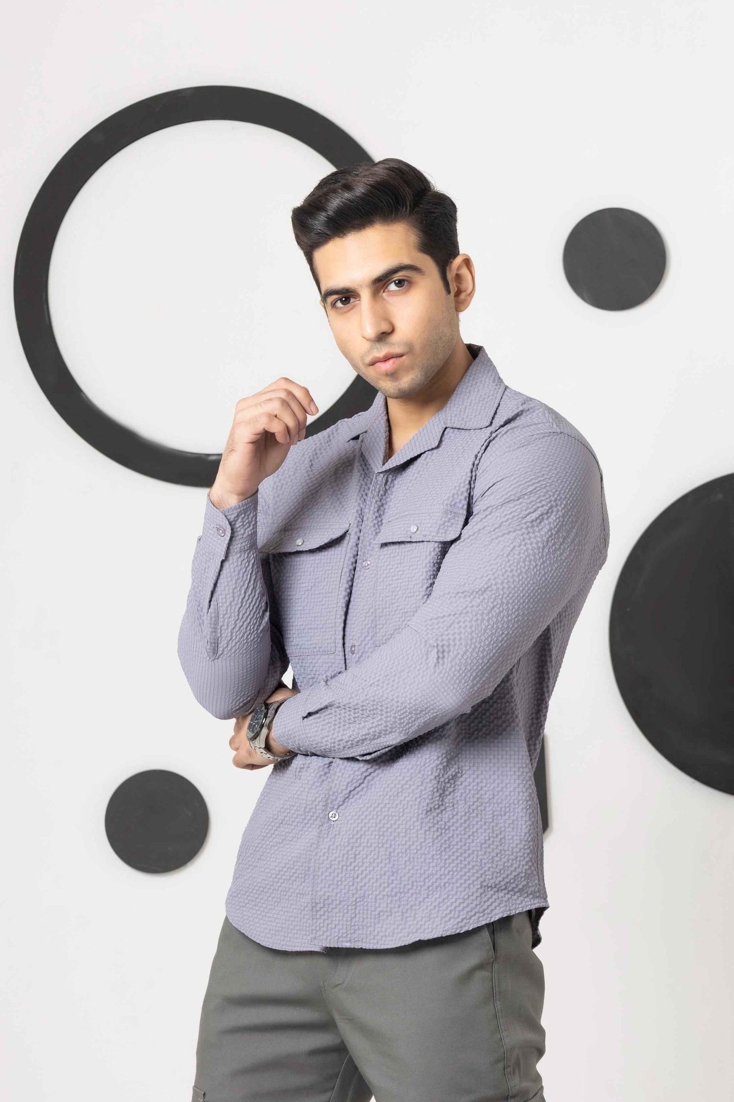 Agate Grey bubble Casual Shirt