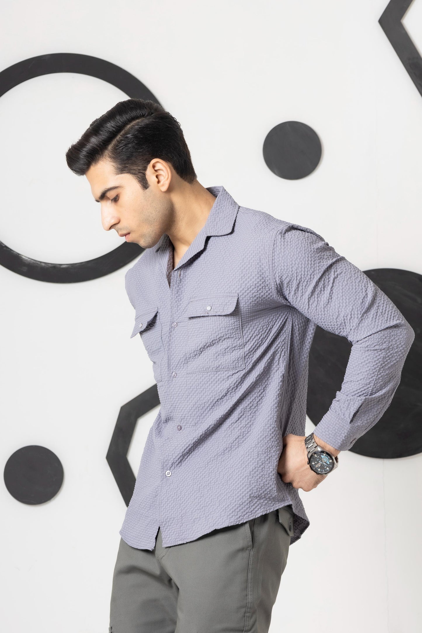 Agate Grey bubble Casual Shirt