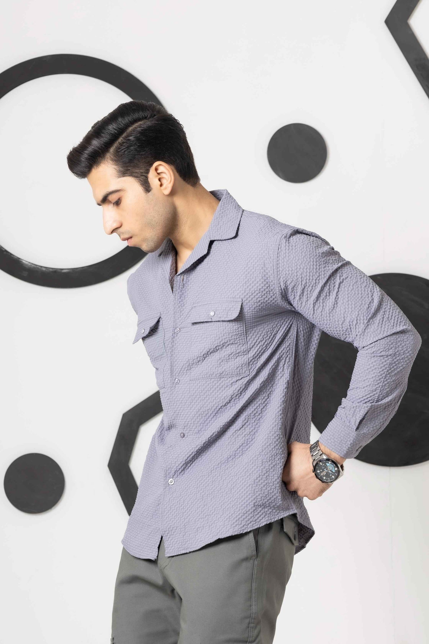Agate Grey bubble Casual Shirt