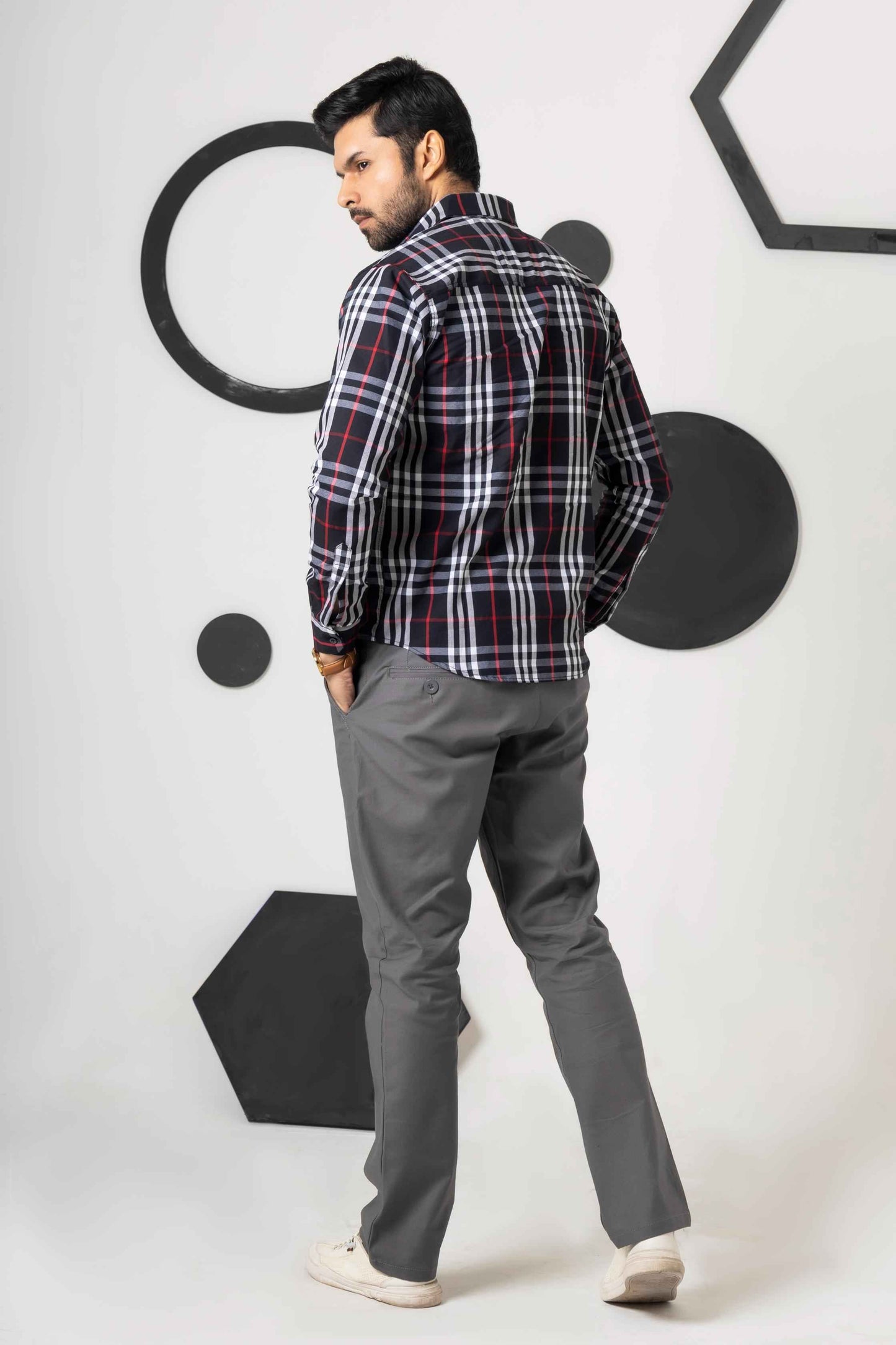 Steel Grey Cotton Pant Relax Fit