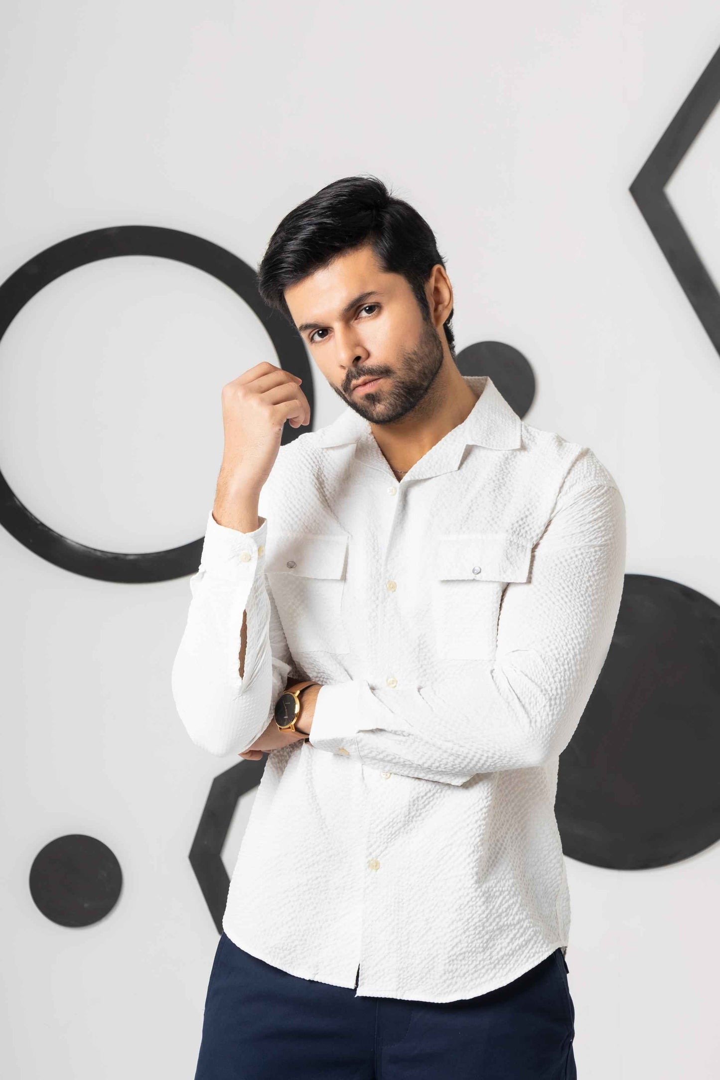 Pearl White Casual Shirt