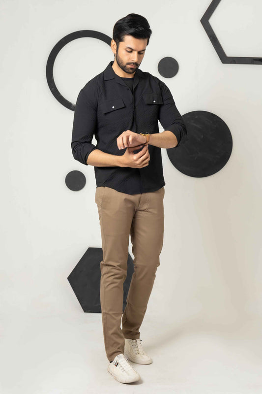 Black Zircon bubble Cusual Shirt
