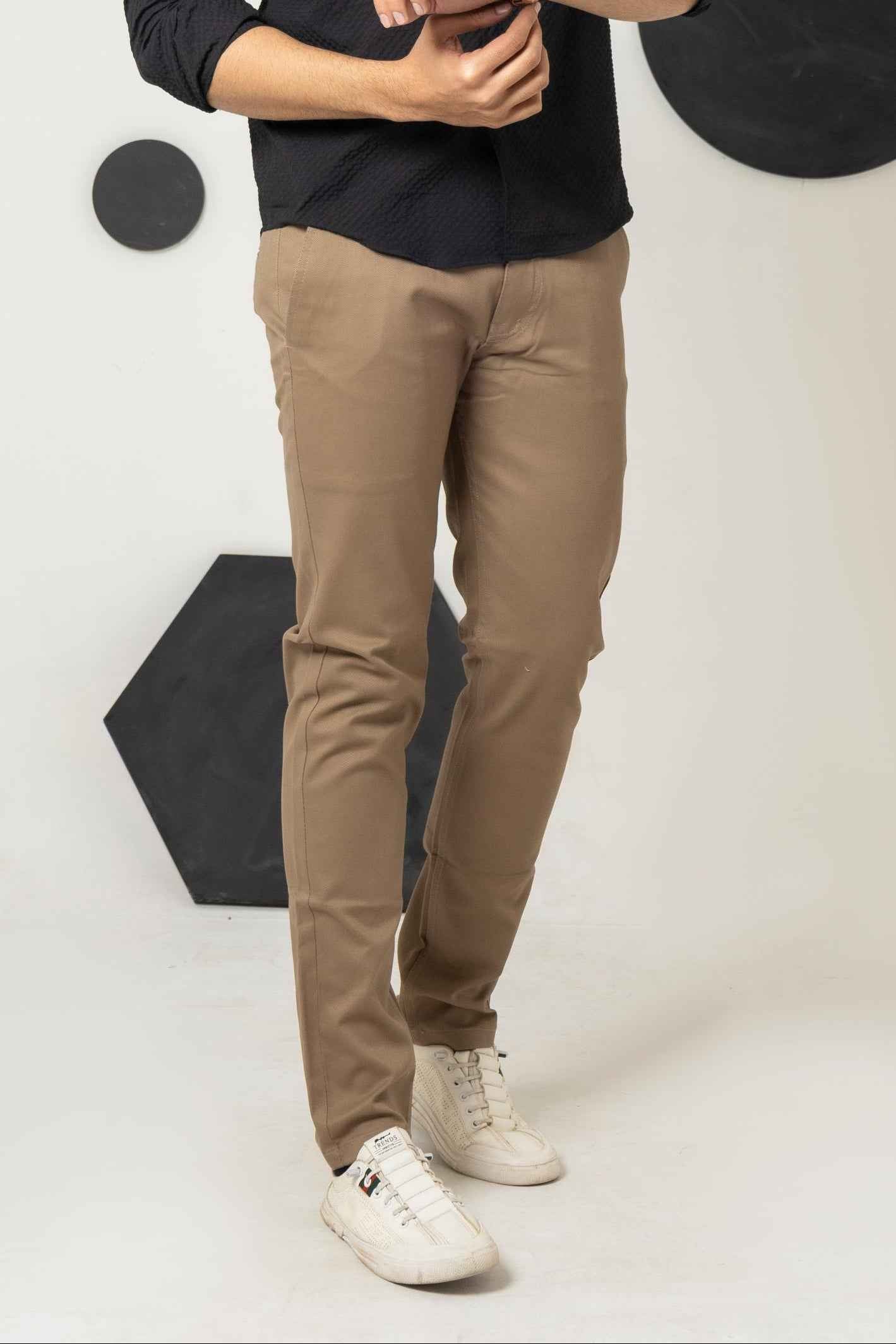 Bronze Brown Cotton Pant Regular Fit