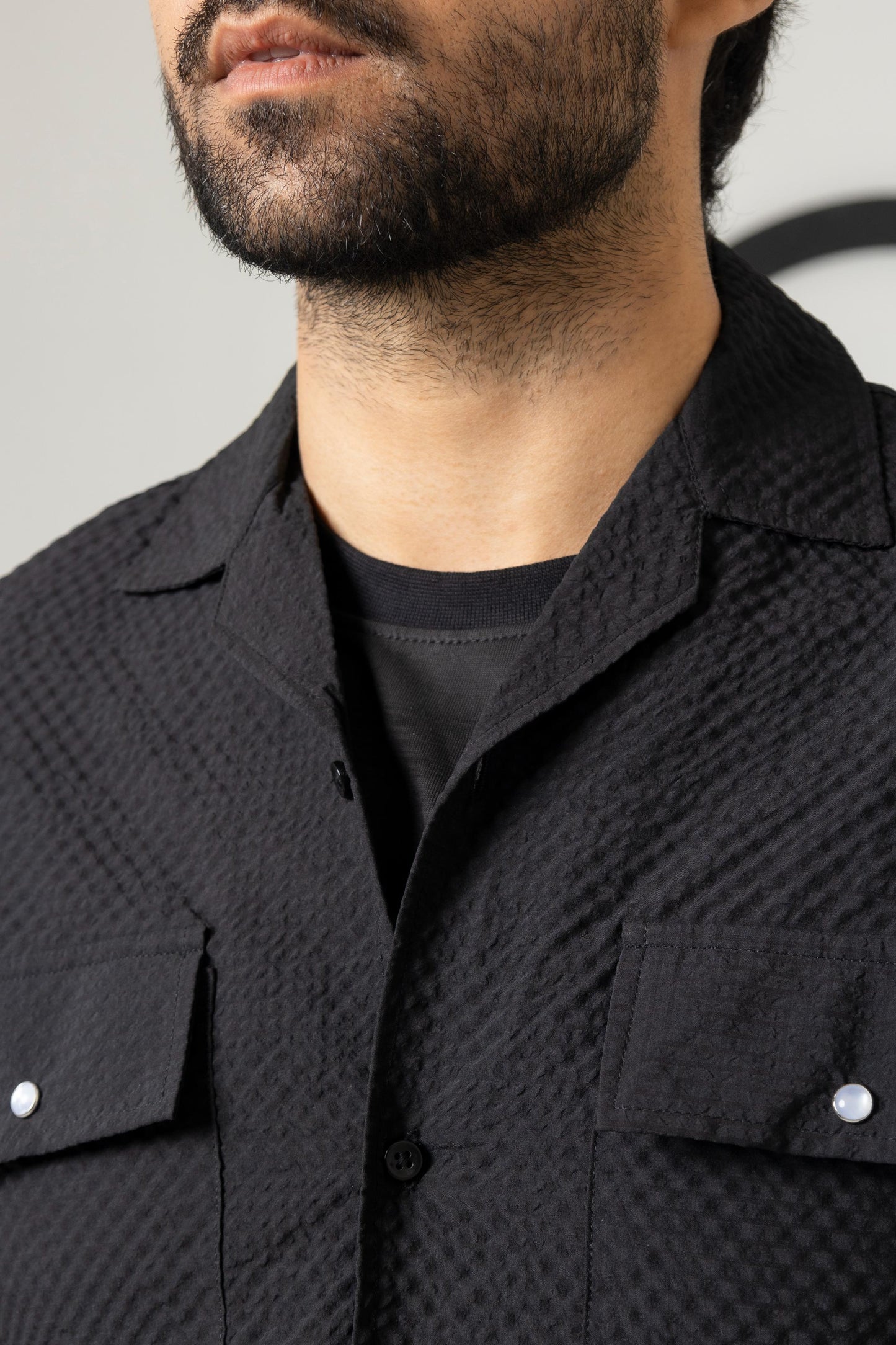 Black Zircon bubble Cusual Shirt