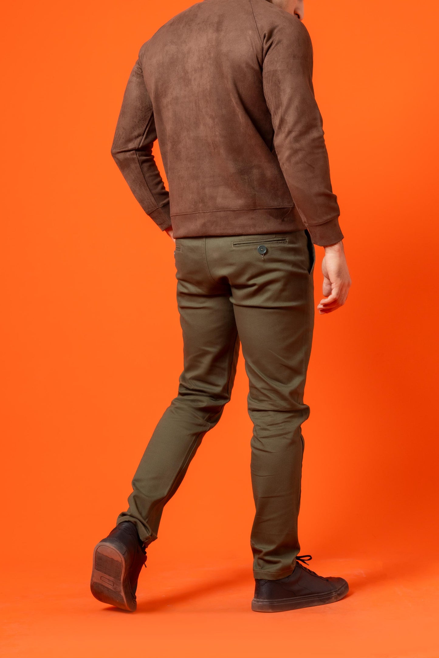 Peridot Green Cotton Pant Regular Fit