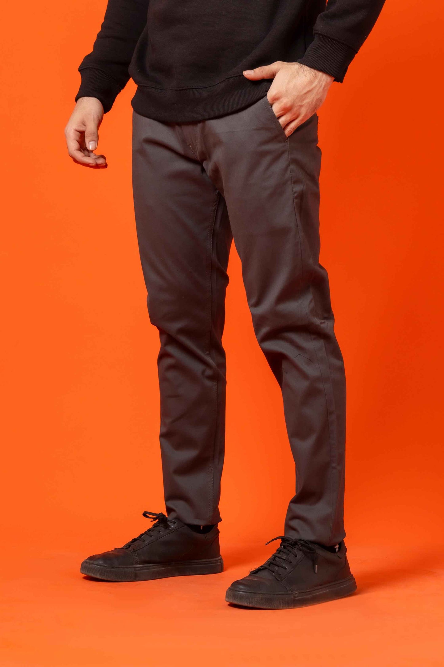 Charcoal Grey Cotton Pant Regular Fit