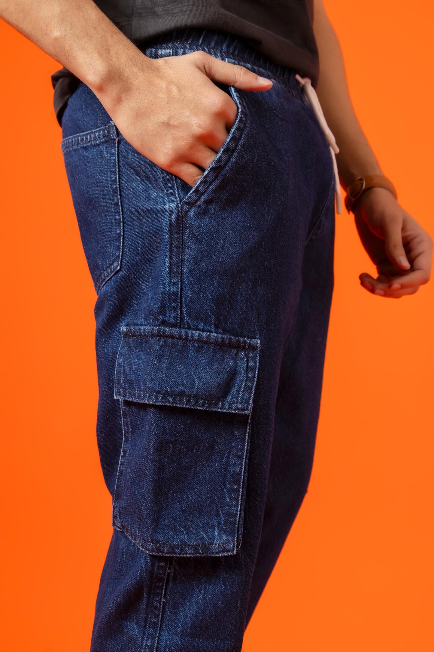Blue Denim Relax Fit Cargo Pant