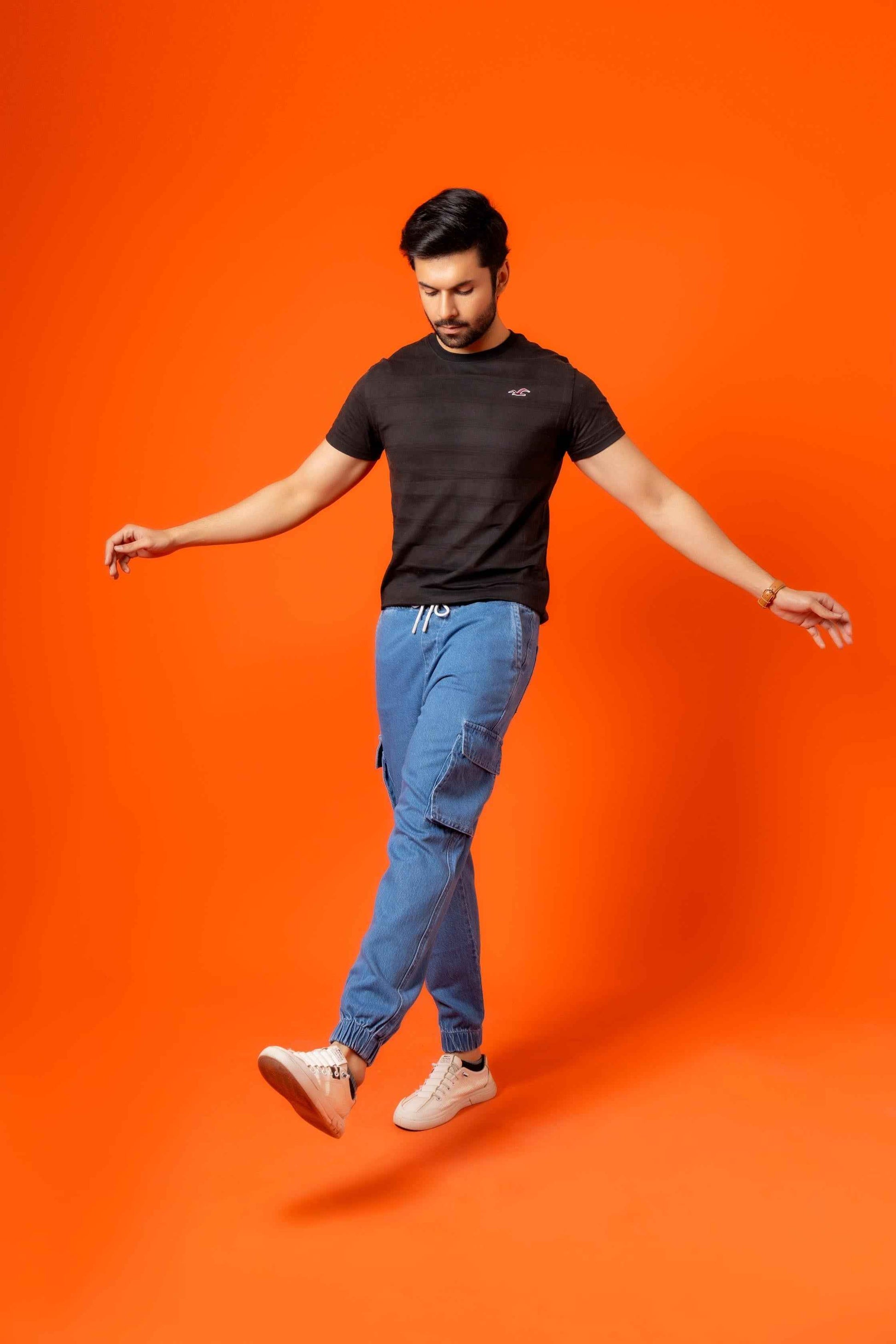 Light Blue Denim Relax Fit Cargo Pant