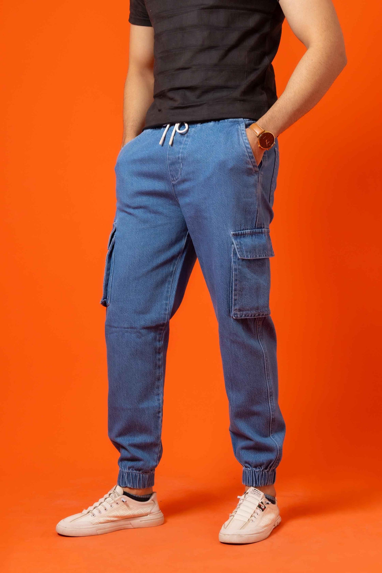 Light Blue Denim Relax Fit Cargo Pant