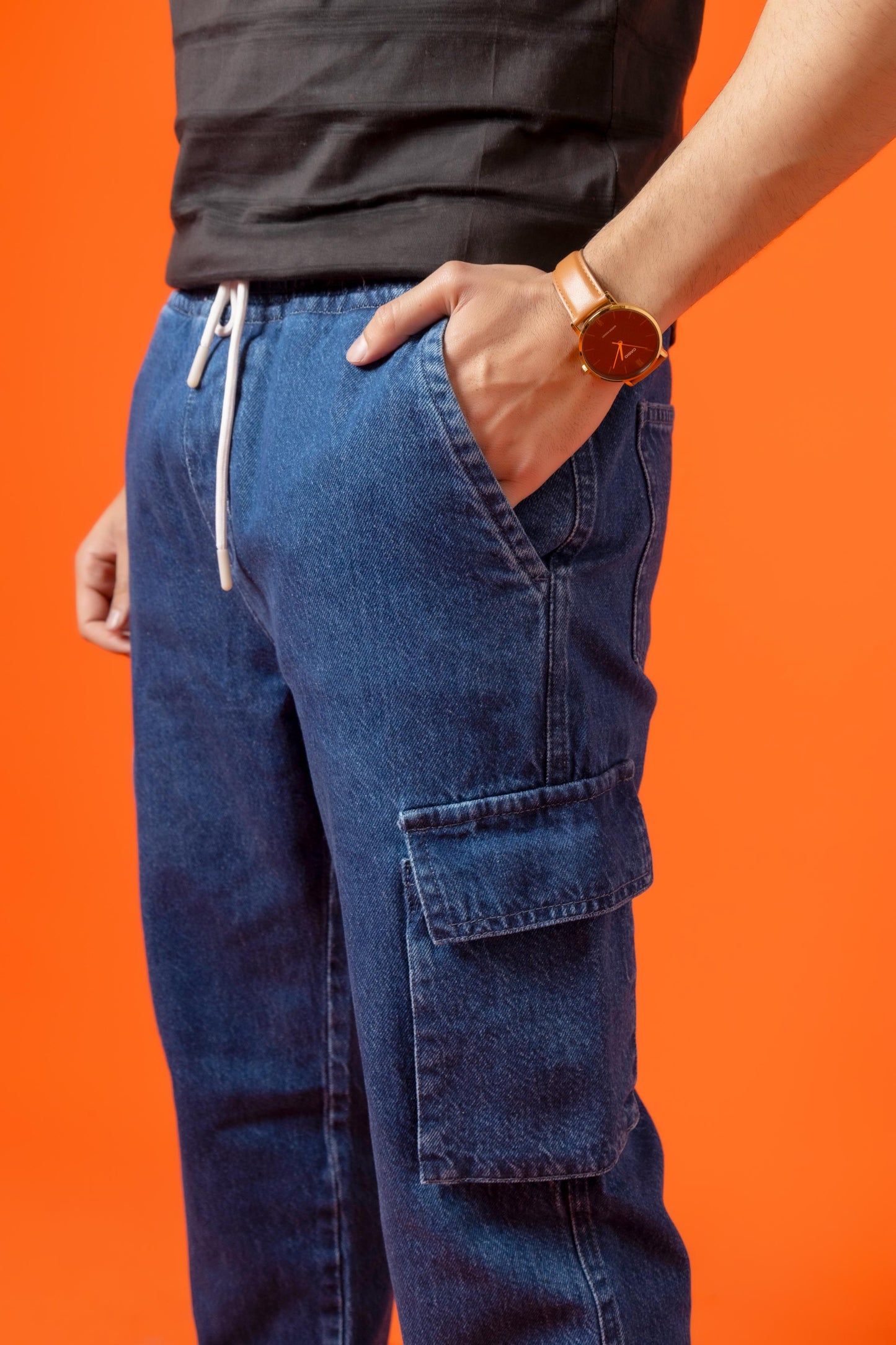 Blue Denim Relax Fit Cargo Pant