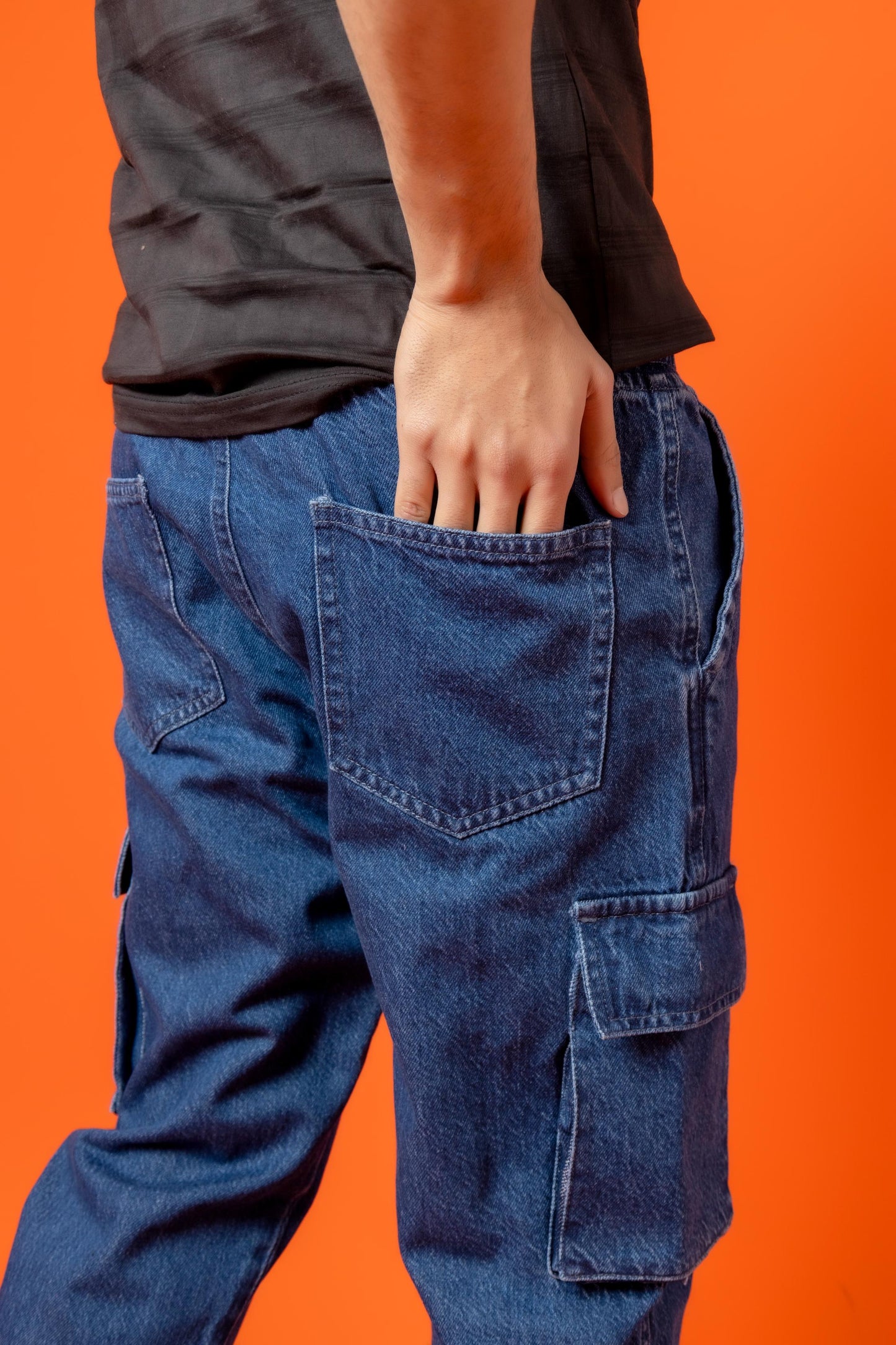 Blue Denim Relax Fit Cargo Pant