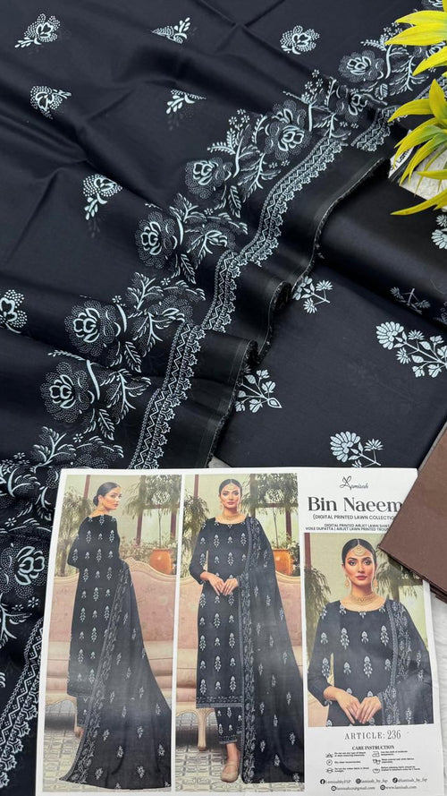 Unstitched printed lawn dress with airjet trouser
