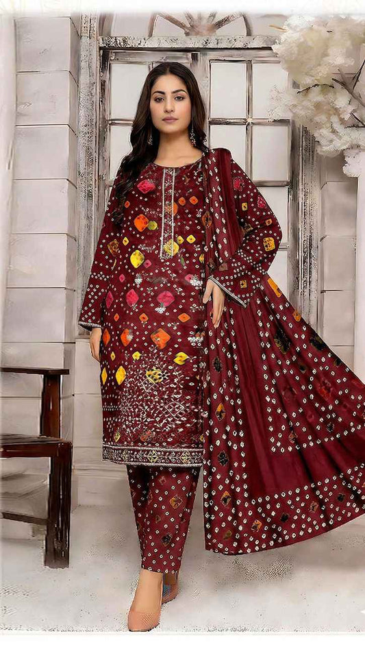 Sapphire Lawn Embroidered 3PC Suit with Chiffon Dupatta – Unstitched