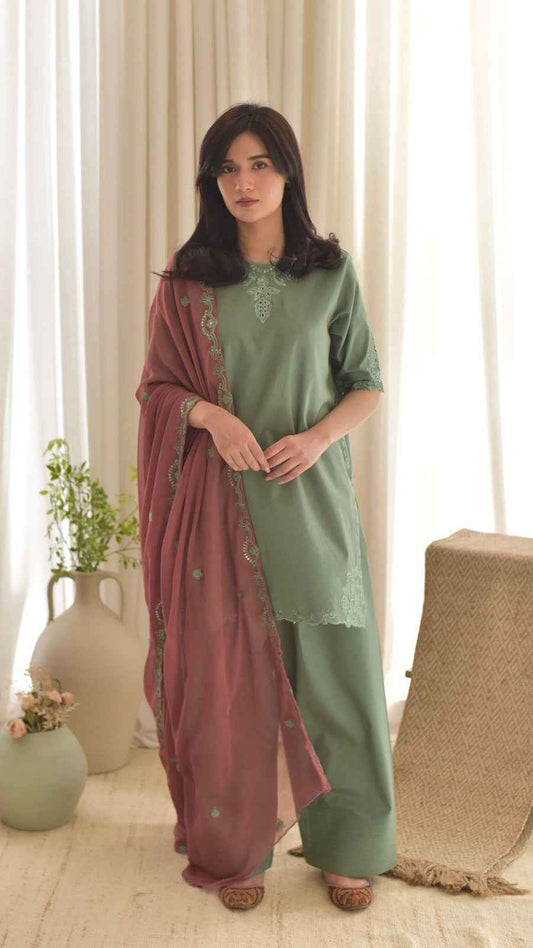 Afsarah 564 Premium Airjet Lawn Embroidered Suit with Bamber Chiffon Dupatta – Unstitched