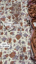 Mix brand embroidered lawn suit with printed dupatta