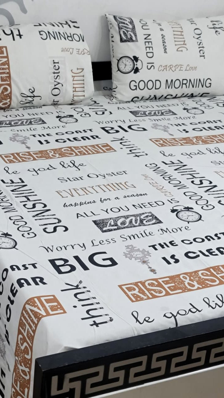 Pure cotton king size bedsheet set with pillow covers