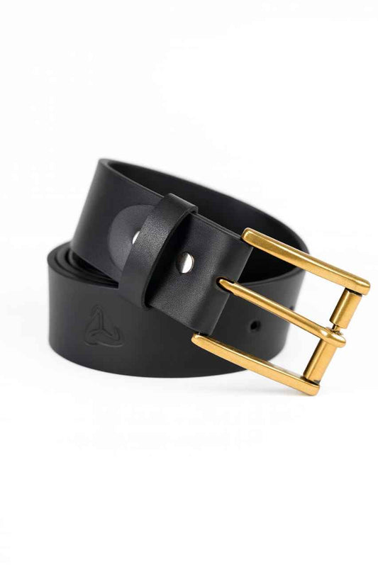Phantom Black with Brass Buckle Genuine Lather Belt