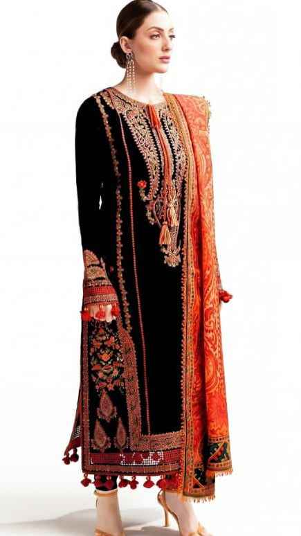 Usain Rehar D-1005 Premium Embroidered Lawn 3PC Suit with Monark Printed Dupatta – Unstitched