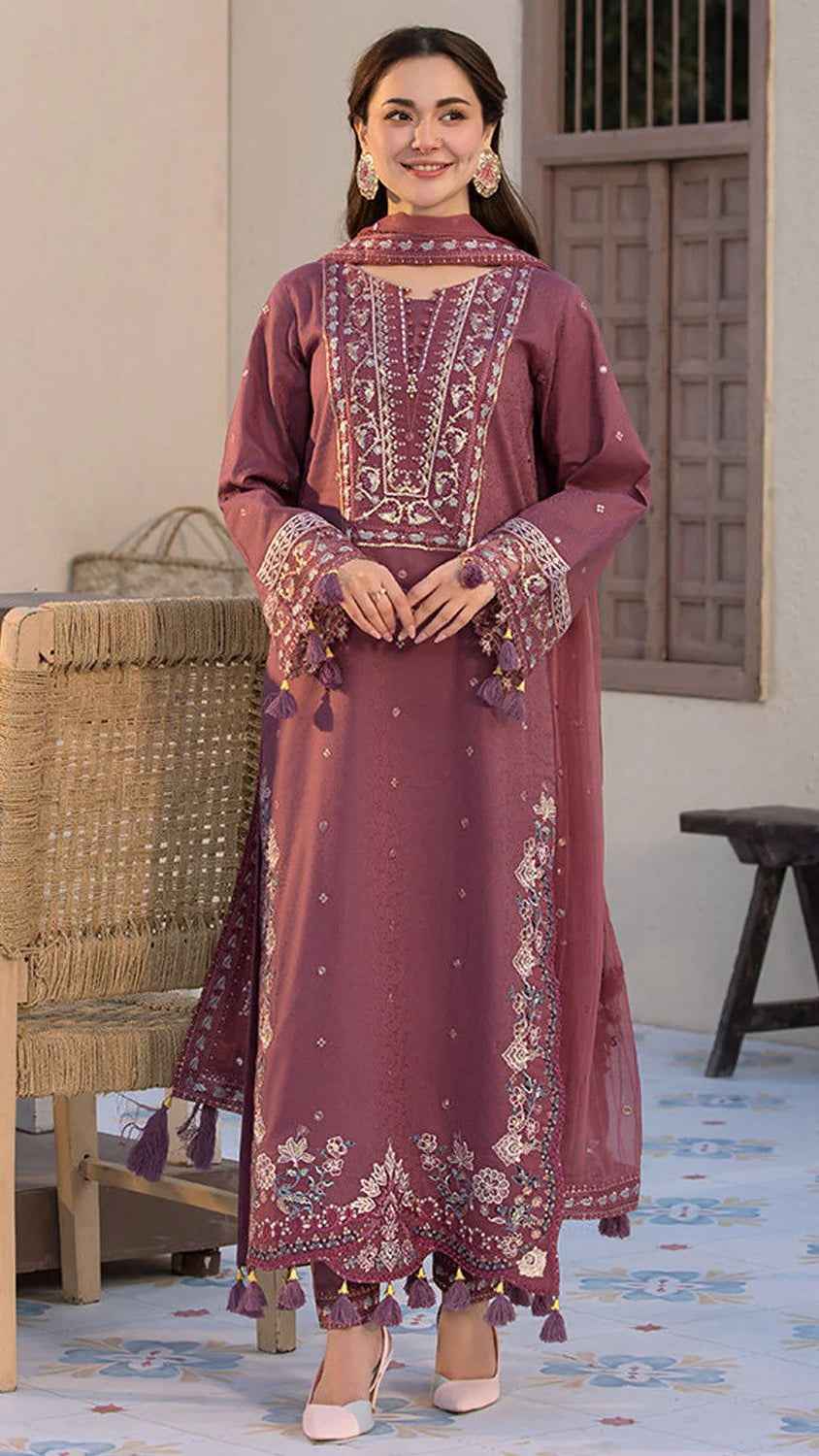Jade D-5120 Premium Lawn Sequin Embroidered 3PC Suit with Ready-to-Wear Khadi Net Dupatta
