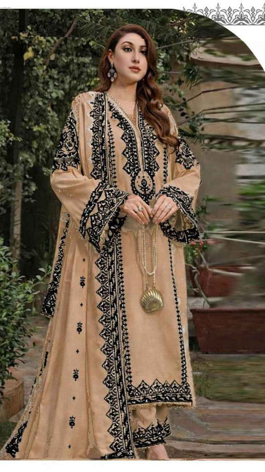 Aneela’s 555 Airjet Lawn Embroidered 3PC Suit with Voil Lawn Printed Dupatta – Unstitched Summer Collection