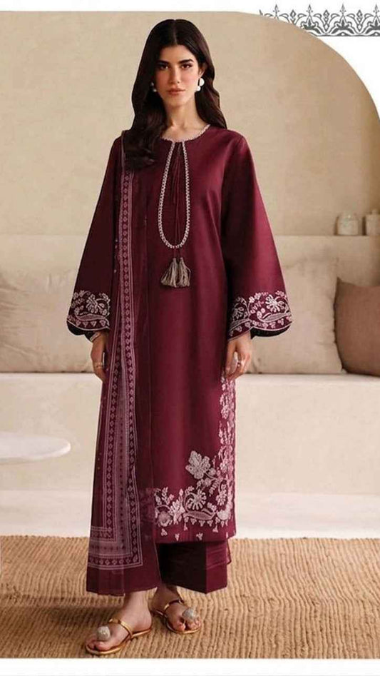 Garnet 537 Airjet Lawn Embroidered 3PC Suit with Digital Voil Dupatta – Unstitched Summer Collection