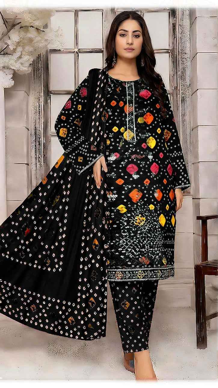 Sapphire Lawn Embroidered 3PC Suit with Digital Printed Indian Chiffon Dupatta – Unstitched Summer Collection