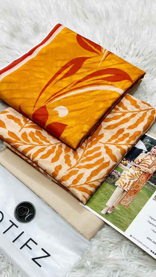 Motifz Premium Lawn 3PC Printed Suit 2026 with Voil Dupatta – Unstitched