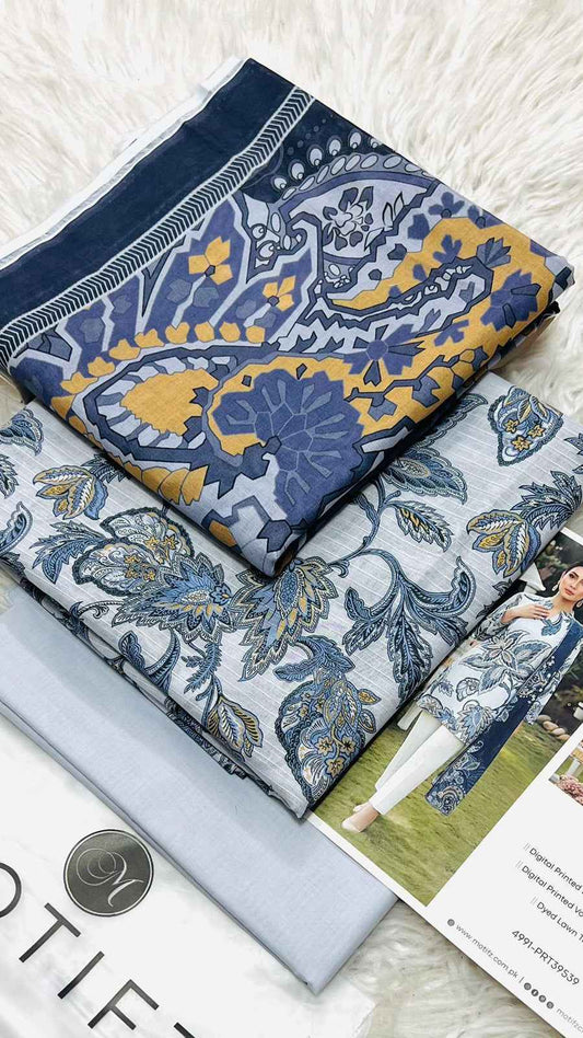 Motifz Premium Lawn 3PC Printed Suit 2026 with Voil Dupatta – Unstitched